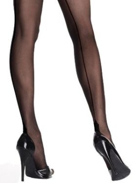 Black Tights with Black Cuban Heel and Seam